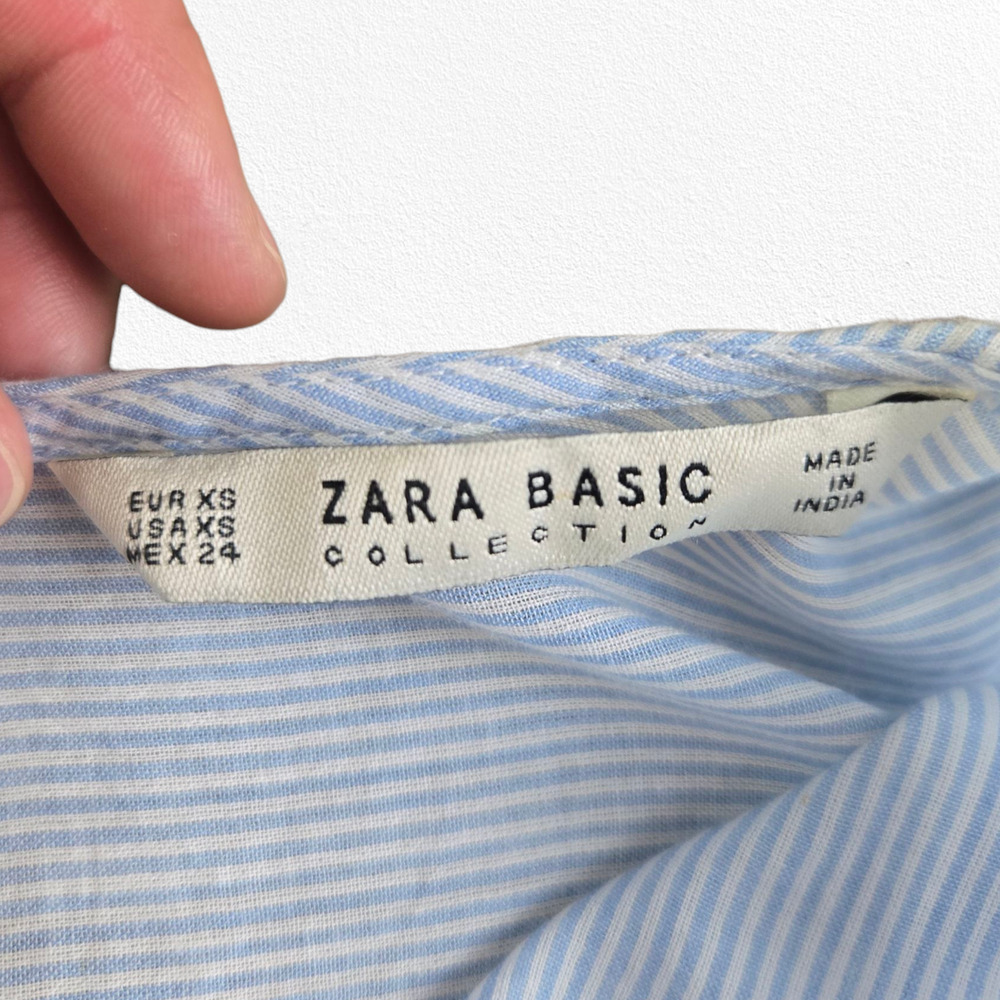 Zara Basic Blue Black Striped Embroidered Bell Sl… - image 8
